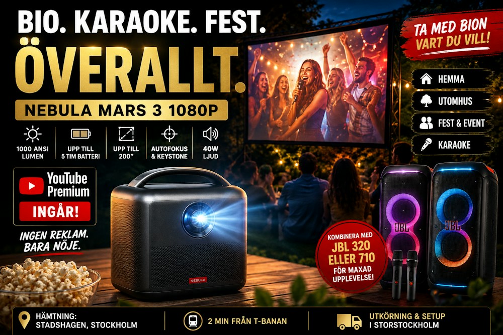 Utomhusbio, filmkväll & karaoke – Nebula Mars 3 + YouTube Premium
